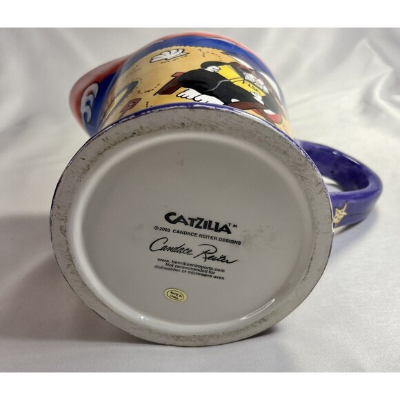 Catzilla Pitcher Candace Reiter Designs Beach Cats 2003 Large Pitcher Colorful - Picture 12 of 12